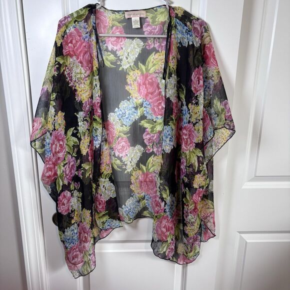 Band Of Gypsies Floral Duster Open Front Kimono M/L boho hippie romantic - Picture 1 of 4